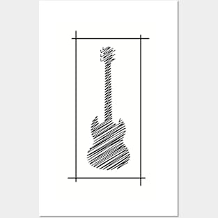 Guitar Scribbled Art 4 (Light B/G) Posters and Art